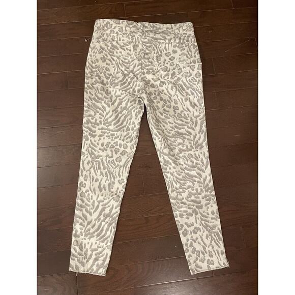 Democracy AbSolution Pants 12 White Gray Cheetah Animal Print High Rise Skinny - Picture 2 of 7